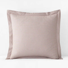 Classic Stripes and Plaids Cool Yarn-Dyed Cotton Percale Sham - Mini Check Brown, Euro