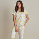 Printed Pima Cotton Women's Jogger Pants Pajama Set - Avignon, L