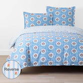 Blossoms and Stripes Classic Cool Cotton Percale Reversible Duvet Cover - Blossom Veil, Twin/Twin XL