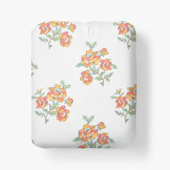 Blossoms and Stripes Classic Cool Cotton Percale Fitted Bed Sheet - Petal Charm, King