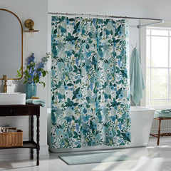 Garden Party Classic Cool Cotton Percale Shower Curtain - Teal