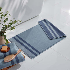 Mirage Aegean Cotton Reversible Stripe Bath Mat - Smoky Blue, 20 in. x 36 in.