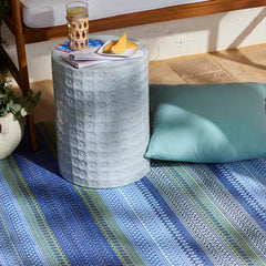Fiesta Stripe Handwoven Indoor/Outdoor Rug - Blue/Green, 4' x 6'