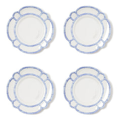 Faux Bamboo Border Melamine Dinner Plates, Set of 4 - Light Blue