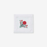 Embroidered Novelty Cocktail Napkins, Set of 4 - Poinsettia