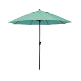 Round Outdoor Patio Umbrella, Aluminum with Auto Tilt Crank - Black Finish, Spectrum Mist, 7.5'