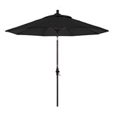 Round Outdoor Patio Umbrella, Fiberglass with Twist Tilt - Bronze Finish, Black, 9'