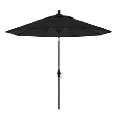 Round Outdoor Patio Umbrella, Fiberglass with Twist Tilt - Bronze Finish, Black, 9'
