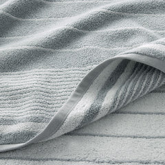 Plush Spa Stripe 4-Piece Bath & Hand Towel Set - Light Seaspray