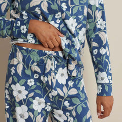 Printed Pima Cotton Women's Button-Down Pajama Set - Twilight Blossom, XXL