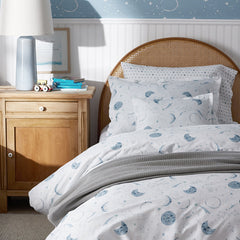 Night Sky Classic Cool Organic Cotton Percale Sheet Set - Blue, Twin