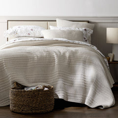 Line Stitch Velvet Quilt - Light Sand, King/Cal. King