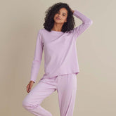 Pima Cotton Women's Jogger Pants Pajama Set - Dusty Pink, S