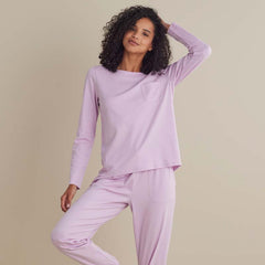 Pima Cotton Women's Jogger Pants Pajama Set - Dusty Pink, L