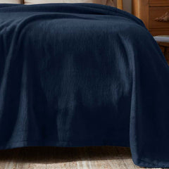 Cotton/Acrylic Fleece Blanket - Navy, Twin/Twin XL
