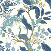 Peacock Traditional Wallpaper - Blue, Swatch