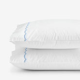 Embroidered Scallop Classic Cool Cotton Percale Pillowcase Set - Blue, Standard