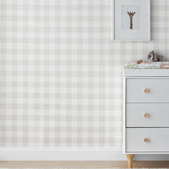 Ditsy Gingham Traditional Wallpaper - Beige, Swatch