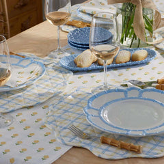 Flowers & Plaid Yarn-Dyed Reversible Table Runner - Graph Plaid Yellow, 16 in. x 108 in.
