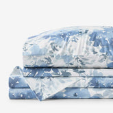 Floral Grove Premium Smooth Wrinkle-Free Sateen Bed Sheet Set - Dusty Blue, King