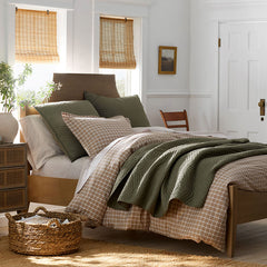 Classic Stripes and Plaids Cool Yarn-Dyed Cotton Percale Sham - Windowpane Taupe, Euro