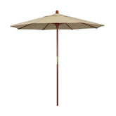 Round Outdoor Patio Umbrella, Wood with Manual Lift - Antique Beige, 7.5'