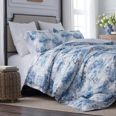 Floral Grove Premium Smooth Wrinkle-Free Sateen Duvet Cover - Dusty Blue, King/Cal. King