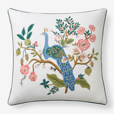 Peacock Decorative Square Pillow Cover - Cream Multi