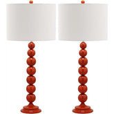 Beaded Table Lamp, Set of 2 - Red