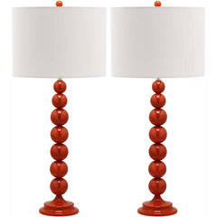 Beaded Table Lamp, Set of 2 - Red