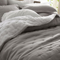 Reversible Premium Breathable Relaxed Linen Quilted Sham - White/Gray, Standard
