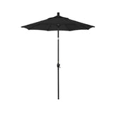 6' Round Outdoor Patio Umbrella, Aluminum with Push Button Tilt - Black Finish, Black