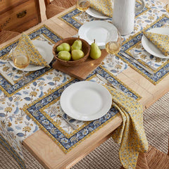 Garden Floral Cotton Table Runner - Blue Flora, 16 in. x 108 in.