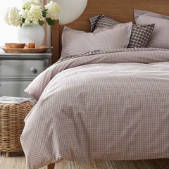 Classic Stripes and Plaids Cool Yarn-Dyed Cotton Percale Sham - Mini Check Brown, King