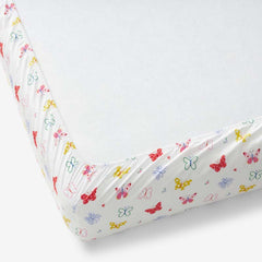 Ditsy Butterflies Classic Cool Organic Cotton Percale Fitted Crib Sheet - White Multi