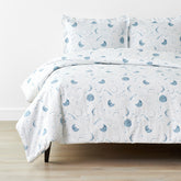 Night Sky Classic Cool Organic Cotton Percale Duvet Cover Set - Blue, Full