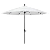 Round Outdoor Patio Umbrella, Fiberglass with Twist Tilt - Black Finish, Natural, 11'