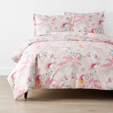 Fancy Unicorns Classic Cool Organic Cotton Percale Duvet Cover Set - Pink Multi, Full