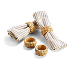 Cane Napkin Rings, Set of 4 - Natural