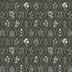 Hawthorne Traditional Wallpaper - Black, Roll