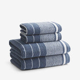 Plush Spa Stripe 4-Piece Bath & Hand Towel Set - Light Indigo