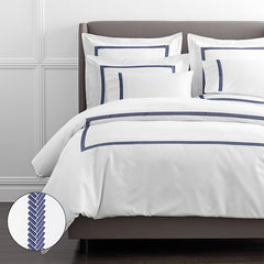 Hewett Luxe Smooth Egyptian Cotton Sateen Duvet Cover - Blue, King/Cal King