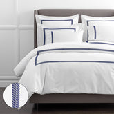 Hewett Luxe Smooth Egyptian Cotton Sateen Duvet Cover - Blue, Full/Queen