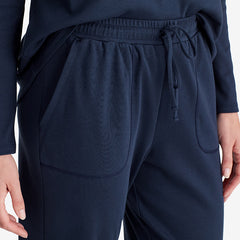Pima Cotton Women's Jogger Pants Pajama Set - Navy, XL