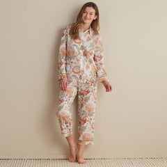 Printed Voile Women's Cropped Pajama Set - Wild Bloom, XS