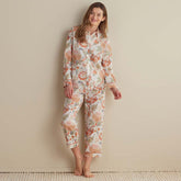 Printed Voile Women's Cropped Pajama Set - Wild Bloom, M