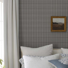 Plaid Removable Wallpaper - Khaki, Panel