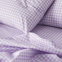 Gingham Classic Cool Organic Cotton Percale Duvet Cover Set - Lilac, Twin/Twin XL