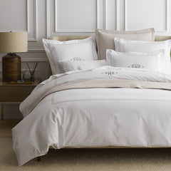 Dorset Stripe Luxe Smooth Egyptian Cotton Sateen Duvet Cover - Taupe, King/Cal King