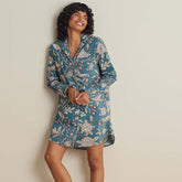 Printed Poplin Women's Nightshirt - Birds & Flowers, XL